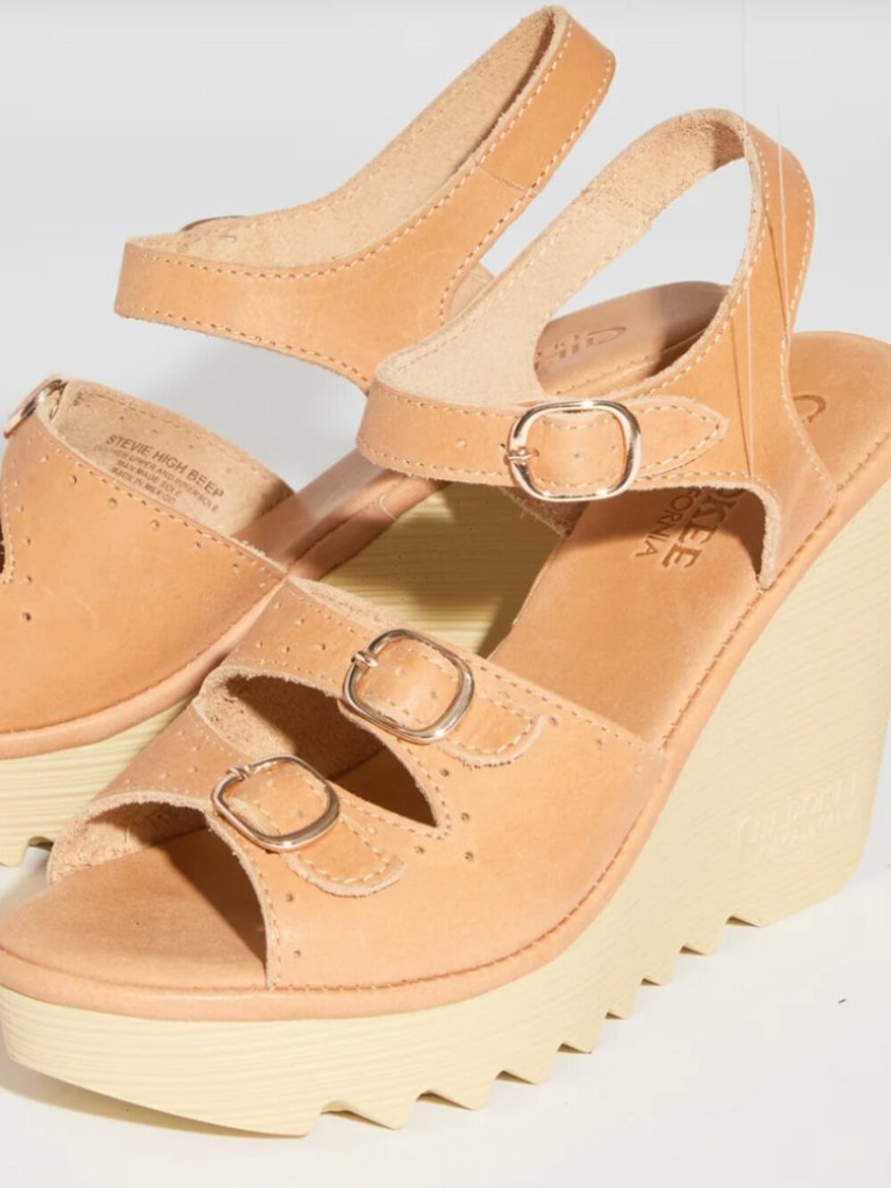 Cherokee of California Leather Platform Wedge Sandals Tan Women’s Size 7.5 (38)